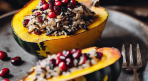 Stuffed Acorn Squash with Wild Rice and Cranberries