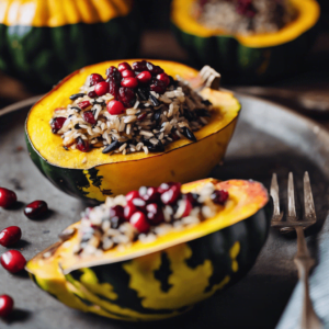 Stuffed Acorn Squash with Wild Rice and Cranberries
