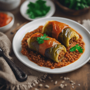 Stuffed Cabbage Rolls with Lentils and Rice