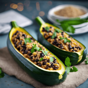 Stuffed Zucchini Boats with Quinoa and Black Beans